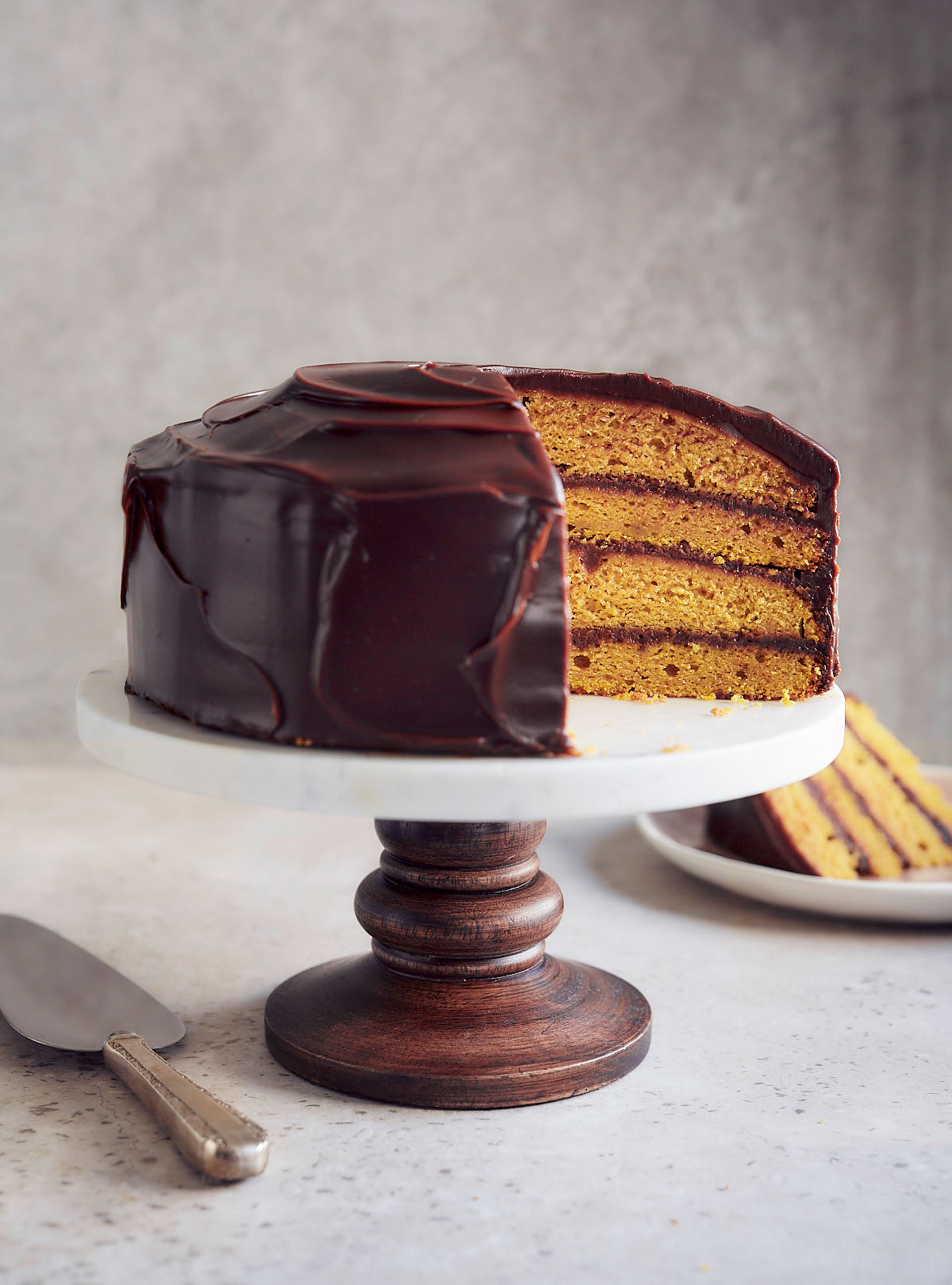 Squash Cake with Dark Chocolate Ganache