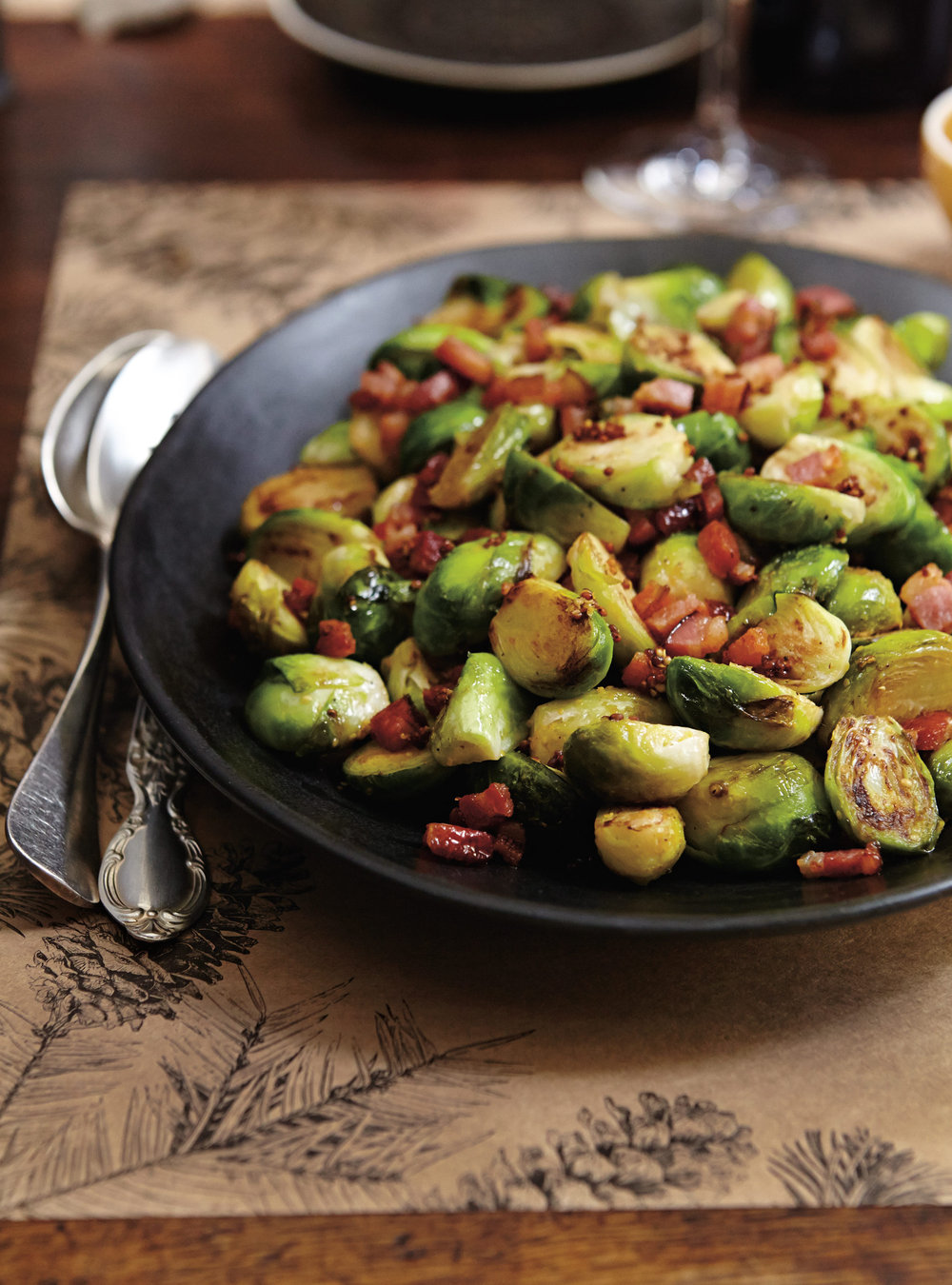 Roasted Brussels Sprouts with Mustard and Bacon