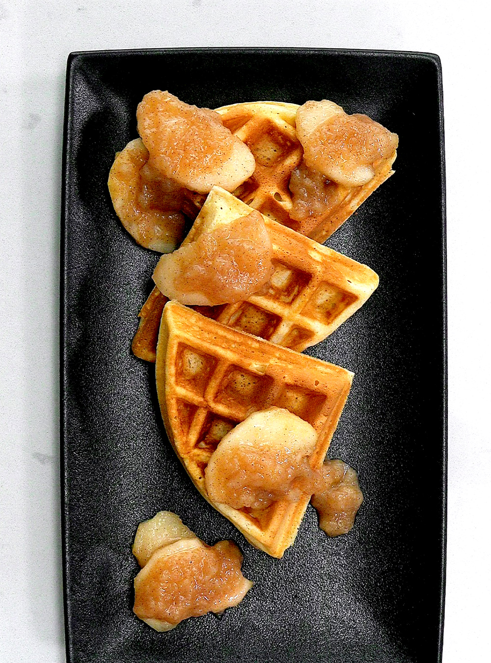 Waffles with Cinnamon Applesauce