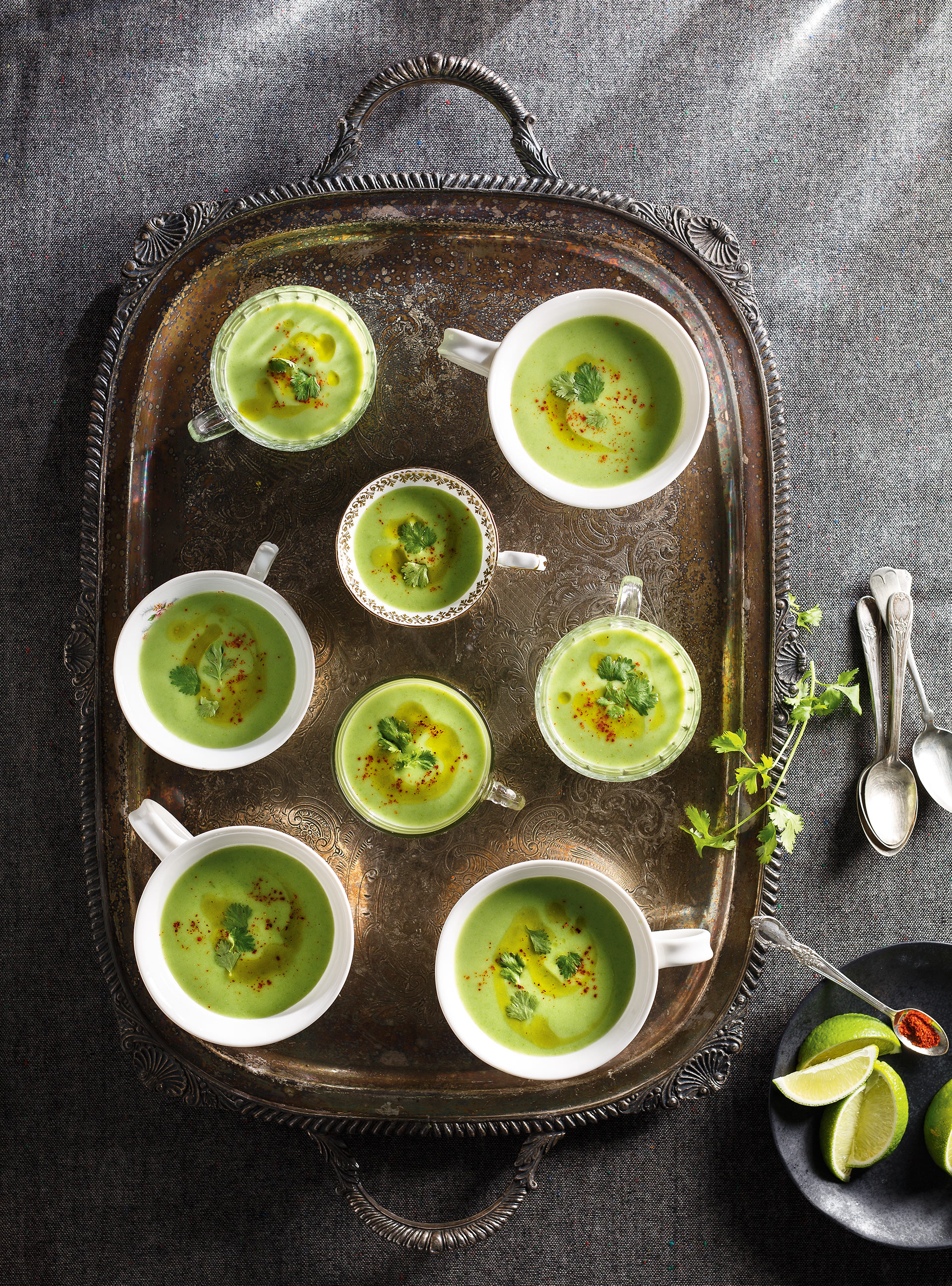 Cream of Pea Soup with Pesto Oil