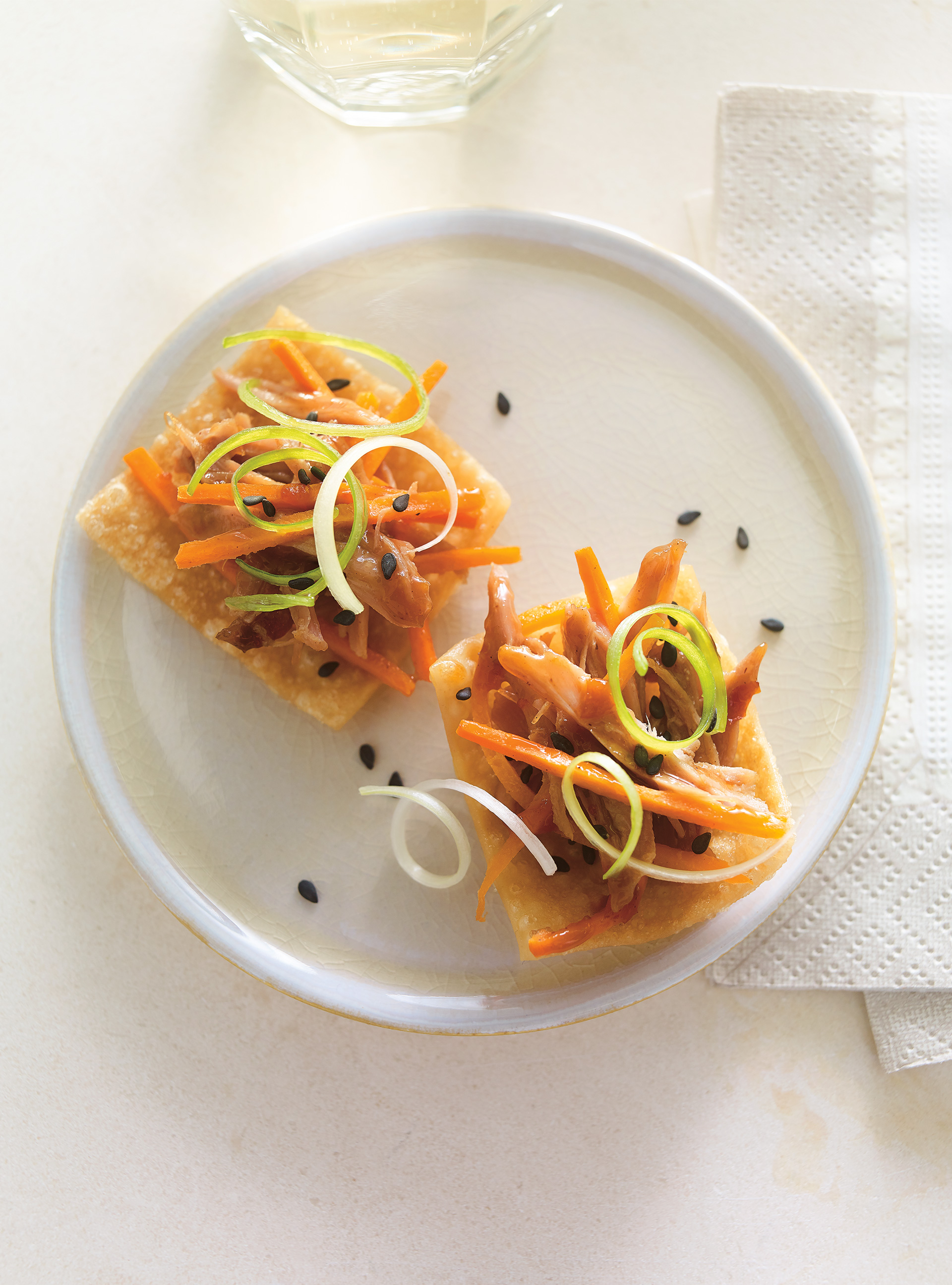 Wonton Chips with Duck Confit