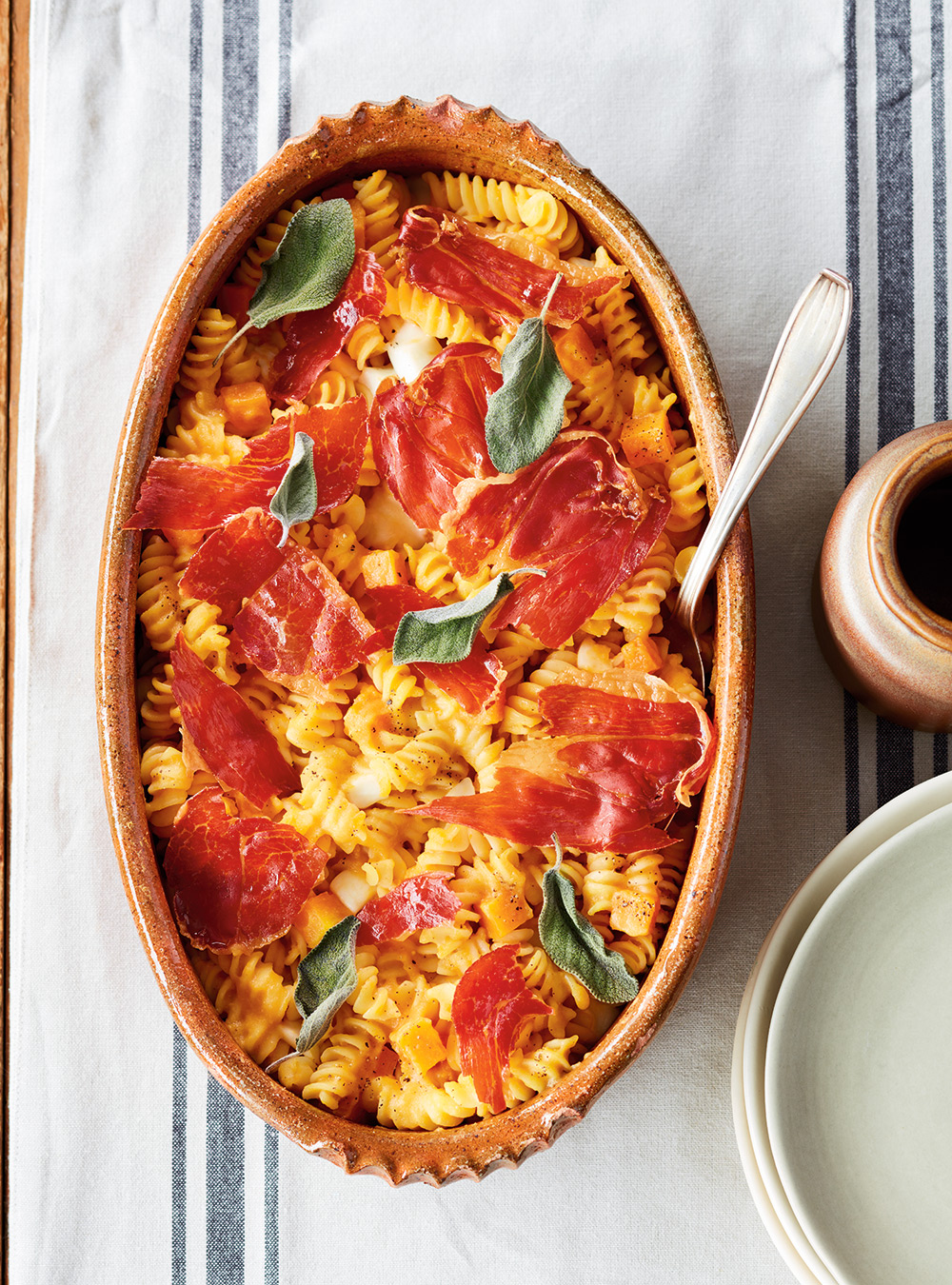 Squash and Crispy Prosciutto Fusilli
