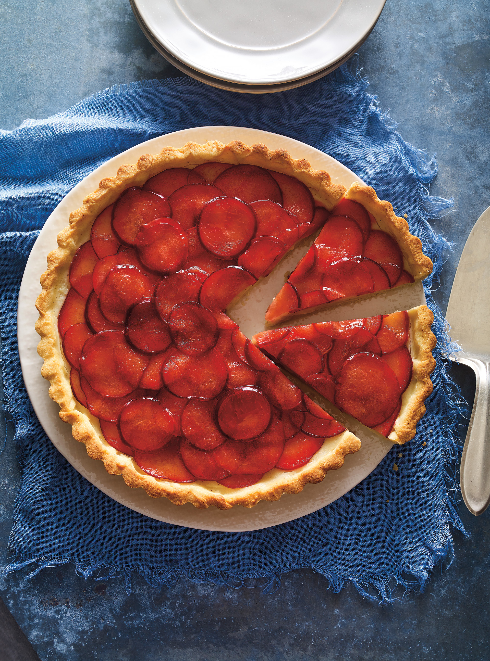 Plum and Cinnamon Flan Tart