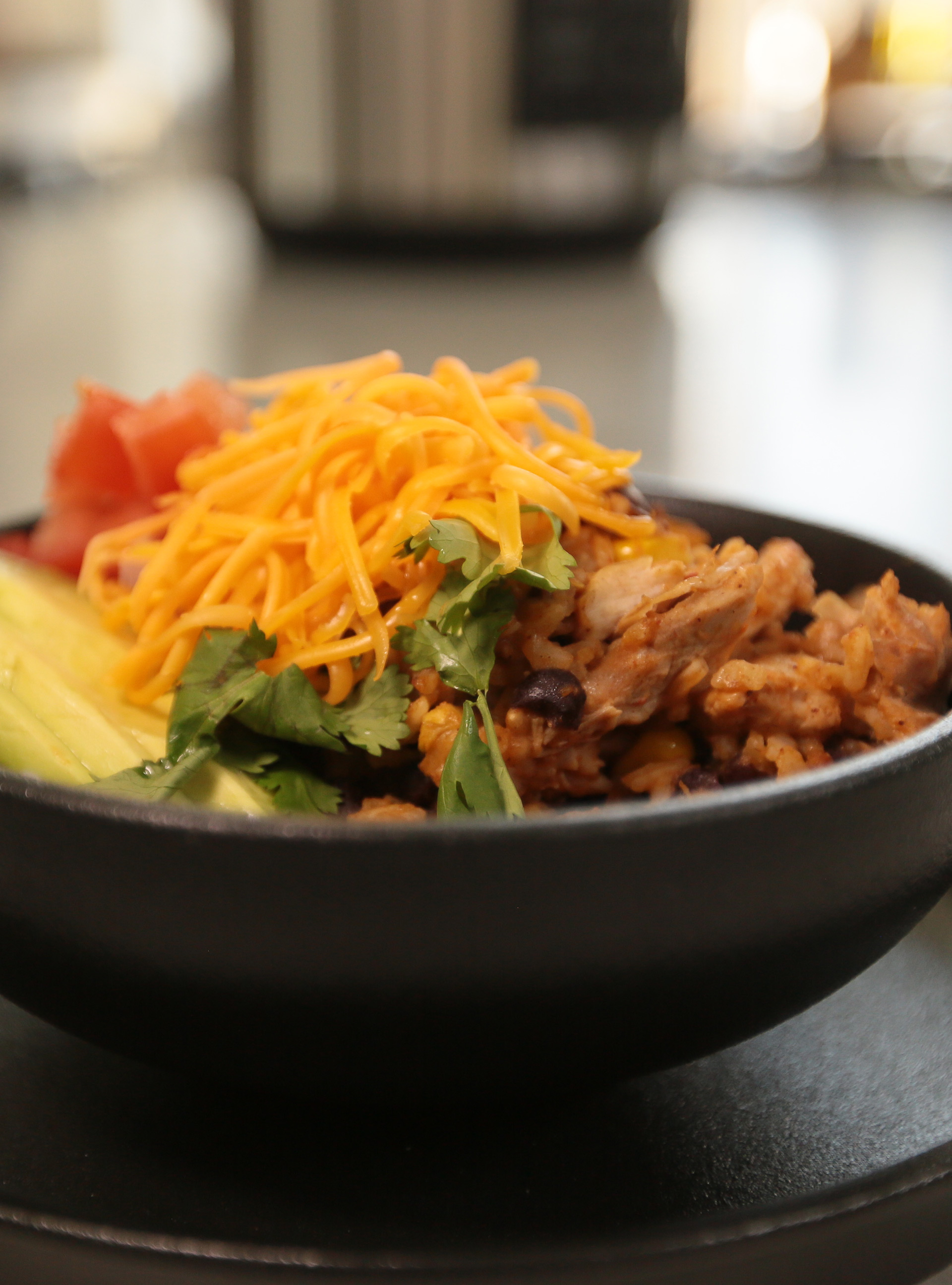 Pressure Cooker Chicken Burrito Bowl