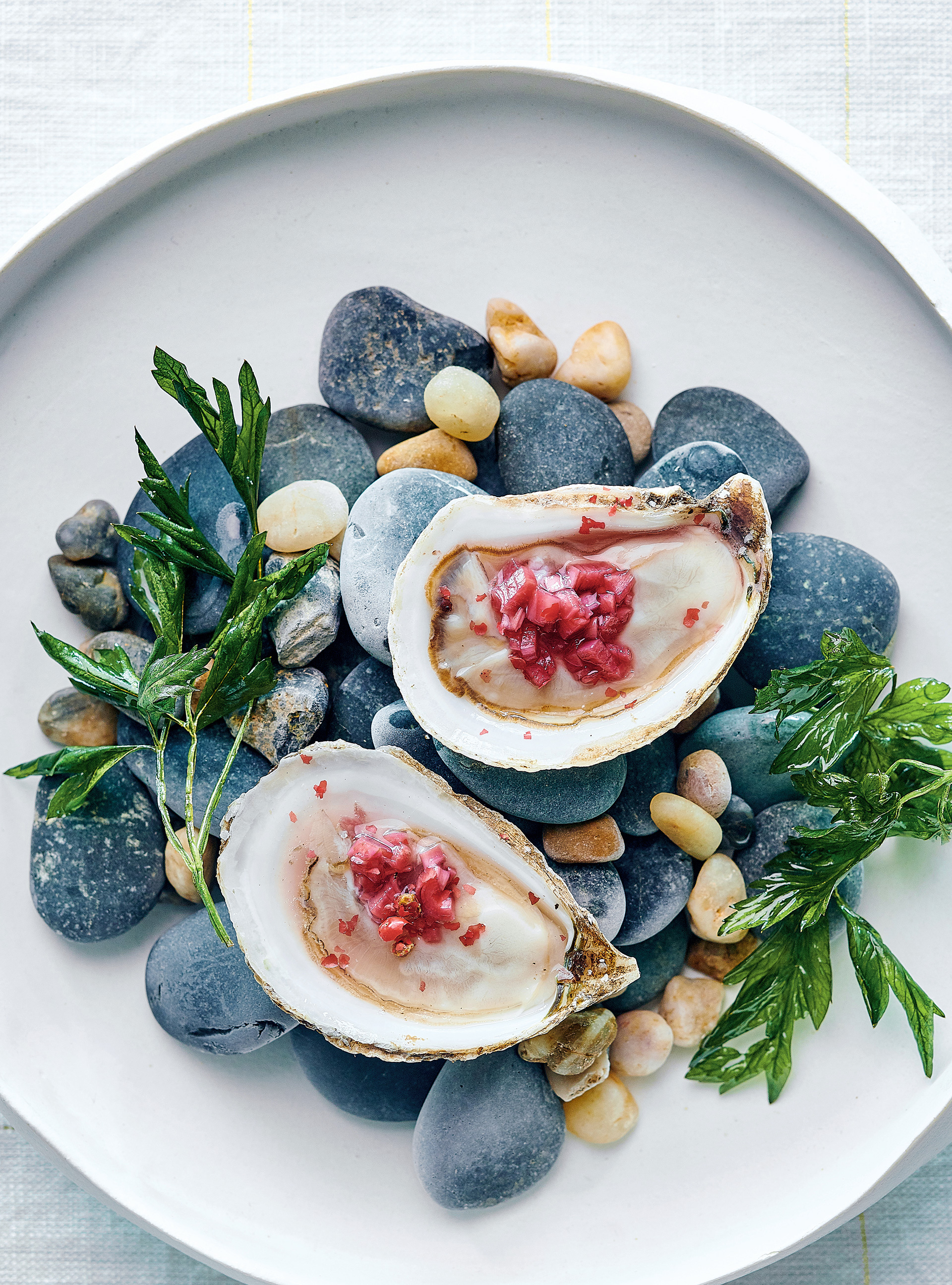 Oysters with Pomegranate and Pink Pepper Mignonette