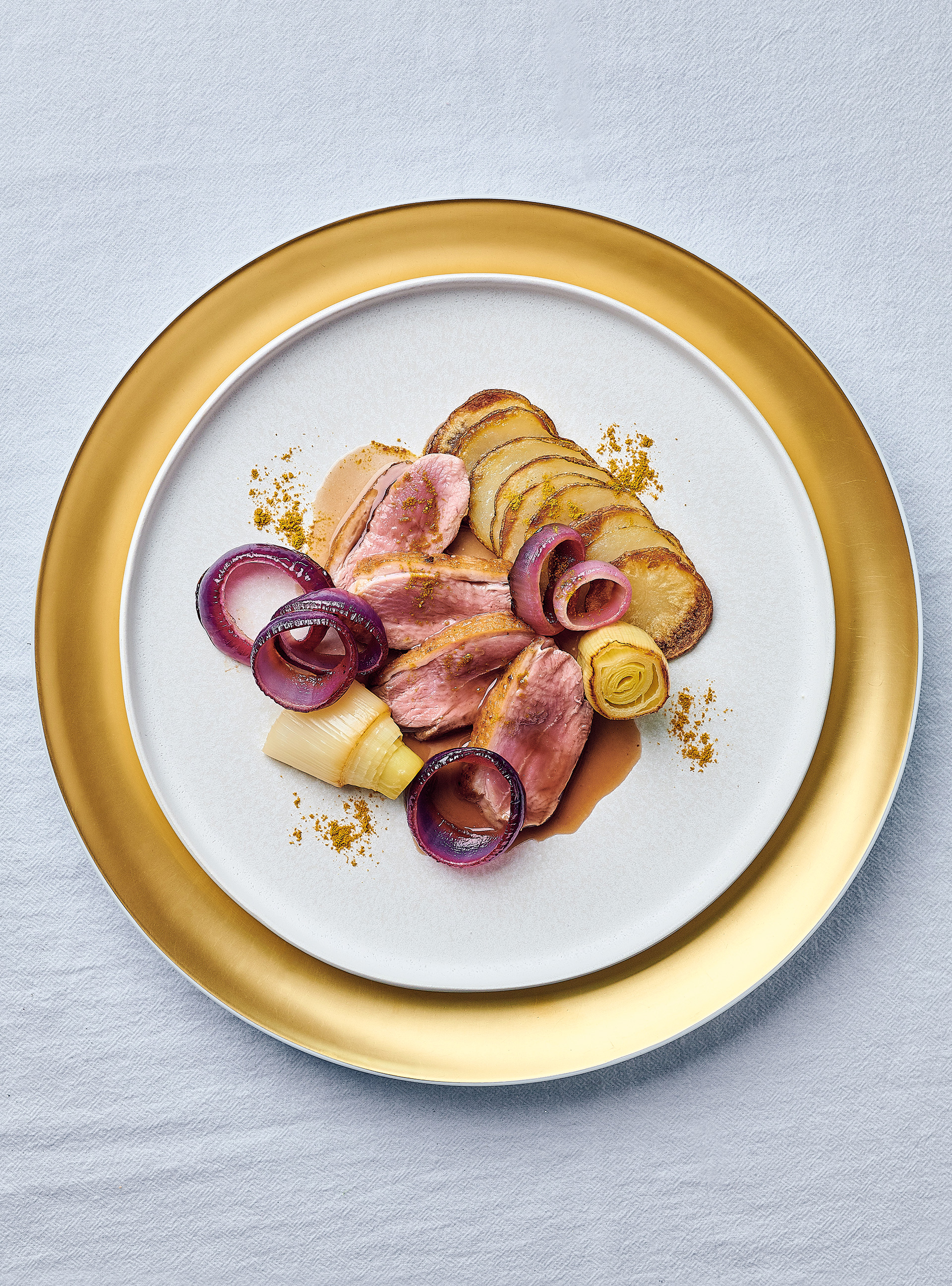 Duck Breast with Roasted Leek and Onion