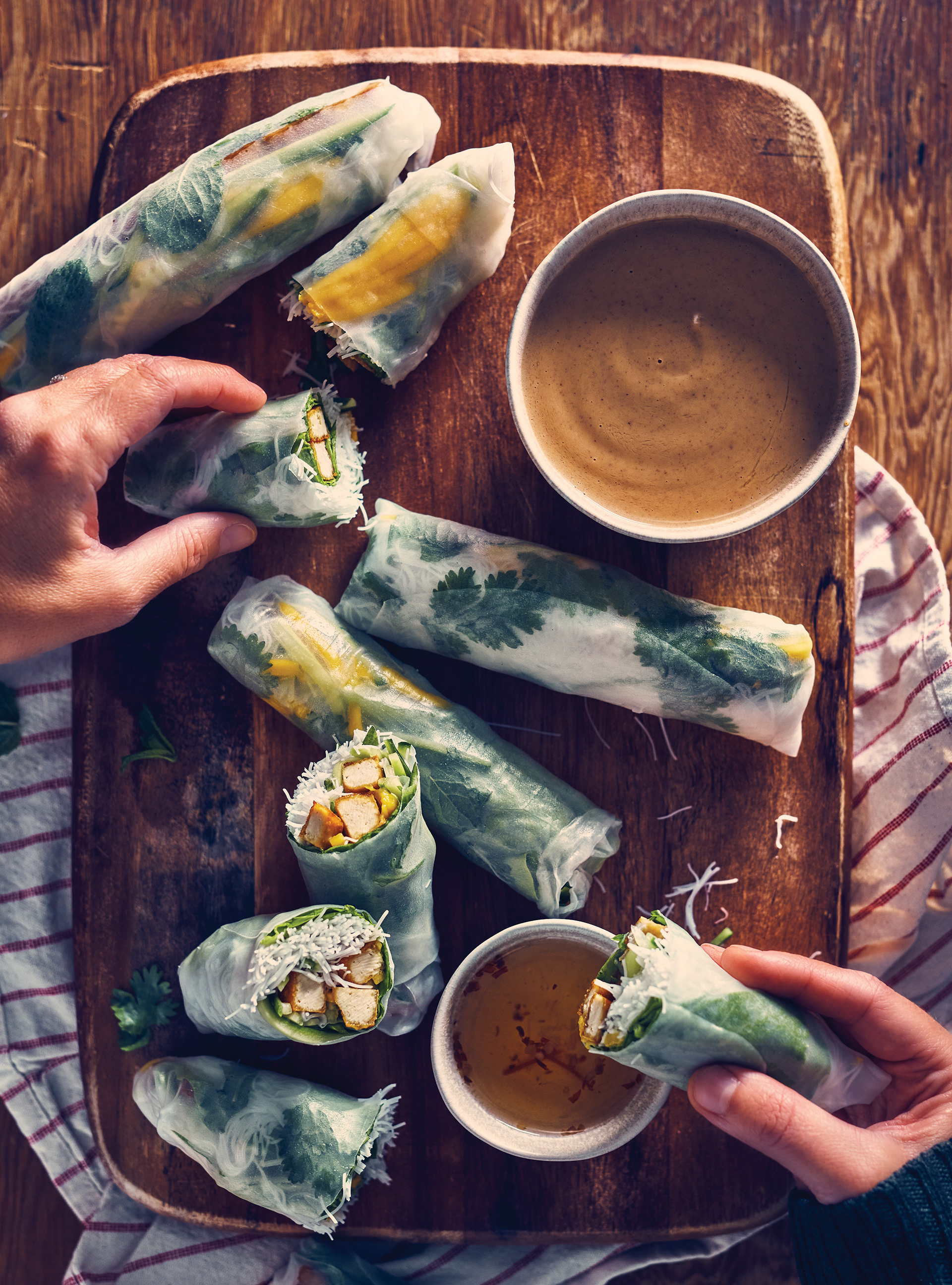 Tofu and Peanut Spring Rolls