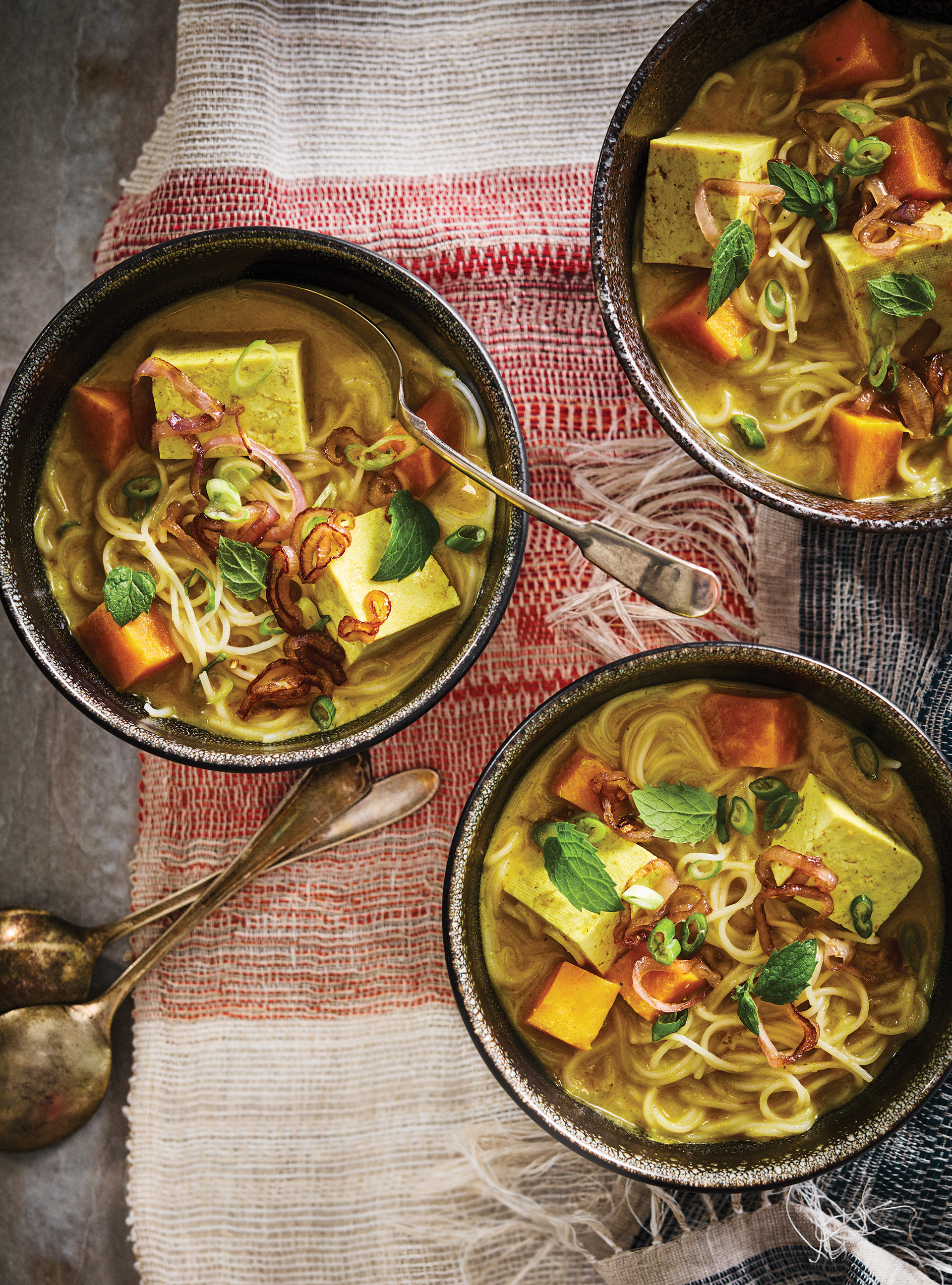 Tofu and Sweet Potato Curry Soup