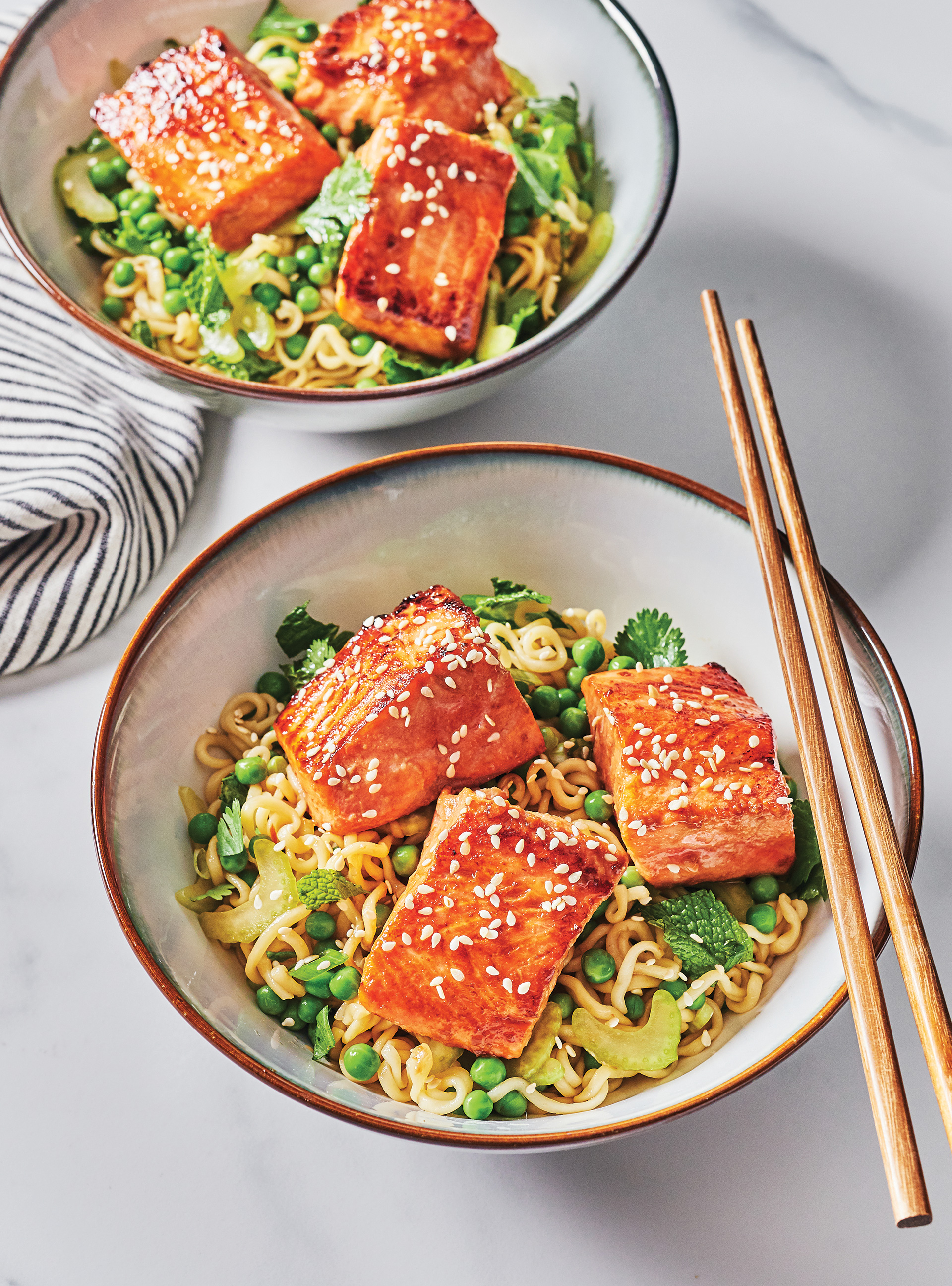 Ramen Noodle Bowls with Hoisin Salmon