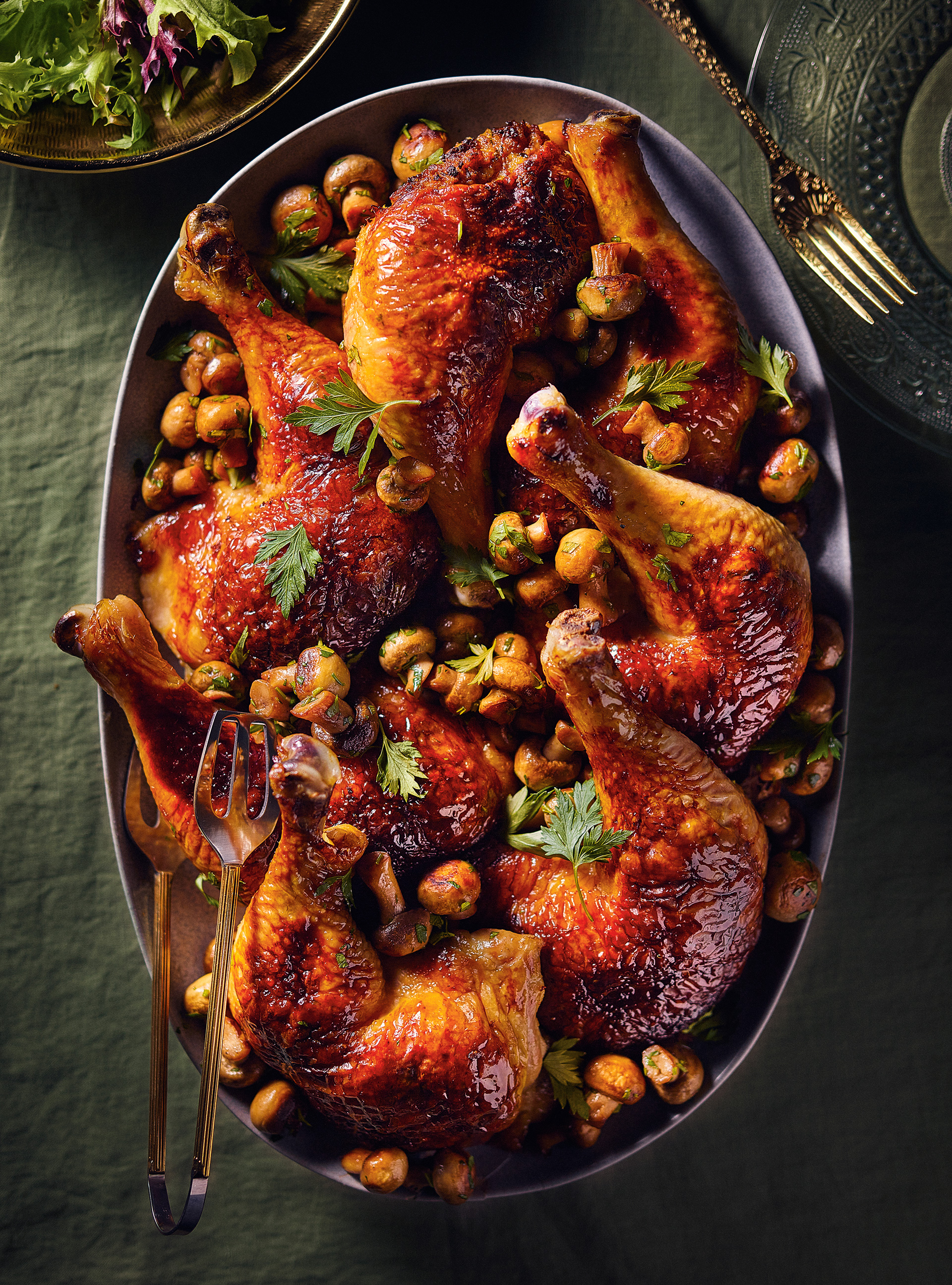 Stuffed Chicken Legs with Mushrooms and Parsley