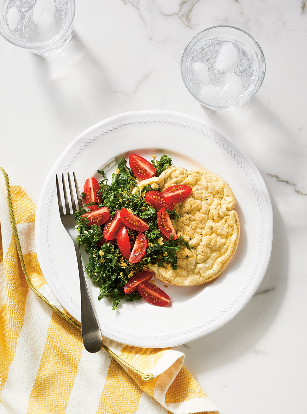 Egg White Omelettes with Kale Salad